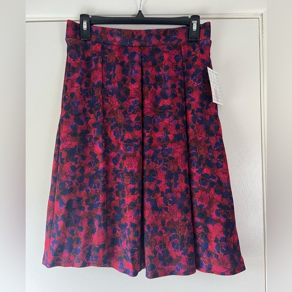 New! Lularoe Madison Circle Swing Skirt in Navy Red Magenta Pink Floral - Picture 1 of 5